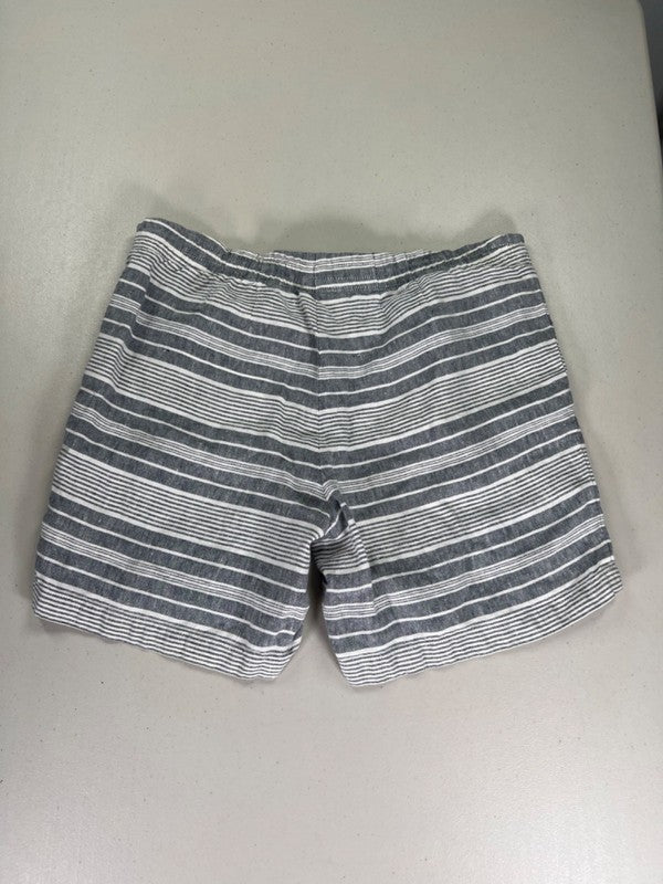 J Jill Women's White/Gray Linen Striped Drawstring Waist Shorts - S image 2