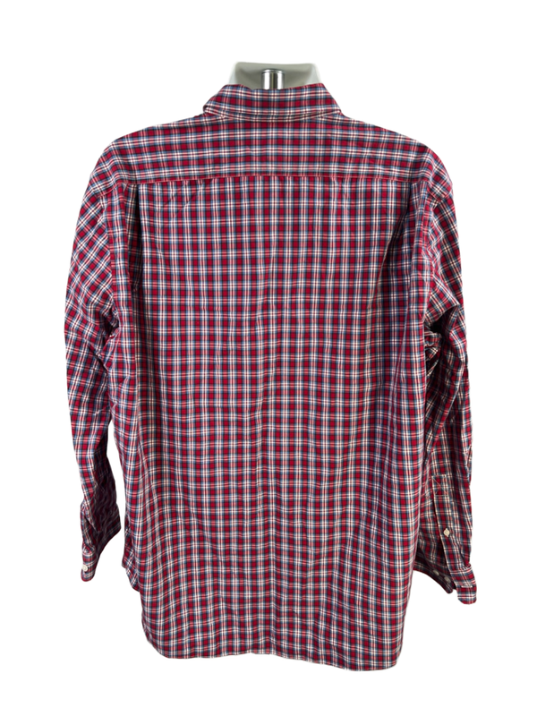 LL Bean Men's Red/Blue Plaid Traditional Fit Long Sleeve Button Up Shirt - XL image 2