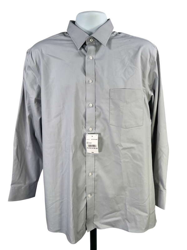 Stafford Men's Gray Sweat Repel Regular Fit Long Sleeve Button Up Shirt - L