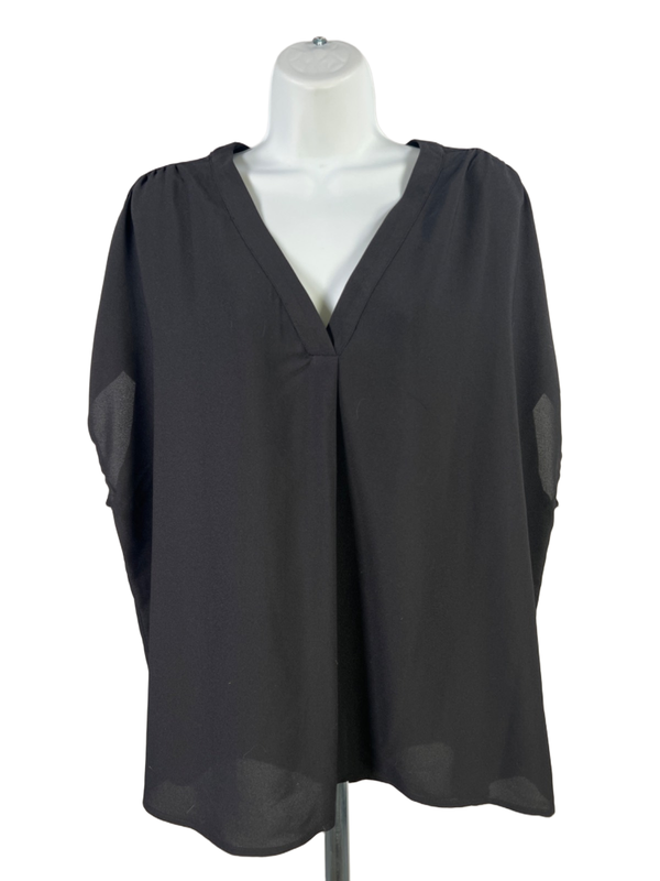 Banana Republic Women's Black Short Sleeve V Neck Blouse - XXL