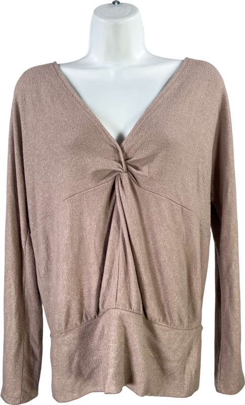 White House Black Market Women’s Gray V-Back Long Sleeve Sweater - S