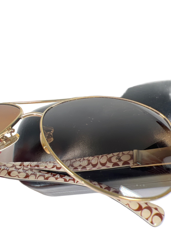Coach Women's Dark Tortoise Sand Christina Aviator Sunglasses W/ Hardshell Case image 9