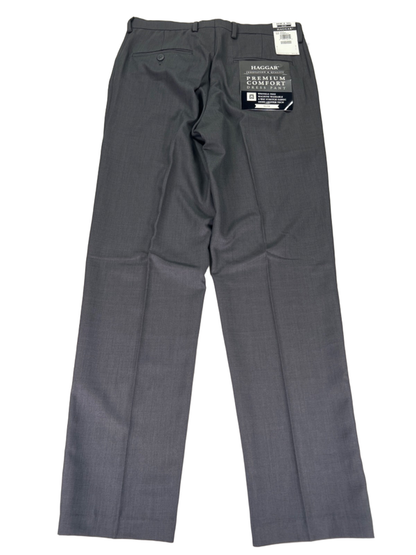 Haggar Men's Dark Gray Shirt Gripper Premium Flex Slim Fit Dress Pants - 30x30 image 2