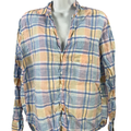 Frank & Eileen Women's Blue/Yellow Plaid Linen Long Sleeve Button Up Shirt - S