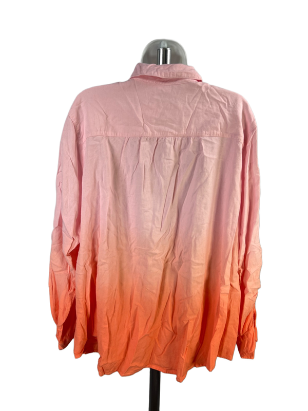 J Jill Women's Pink/Orange Linen Blend Long Sleeve Button Up Shirt - 2X Plus image 2