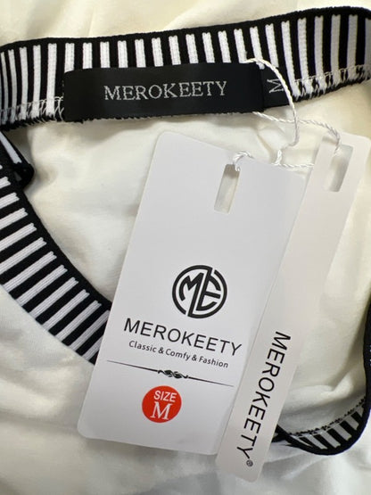 Merokeety Women's White/Black Striped Sleeveless Midi Dress - M image 3