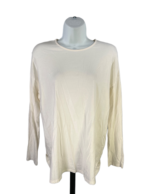 J Jill Women's White Basic Long Sleeve Tee Shirt - M