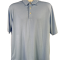 Walter Hagen Men's Blue Striped Essential Short Sleeve Golf Polo Shirt - L