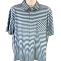 Chaps Men's Blue Striped Short Sleeve Polo Shirt - XXL