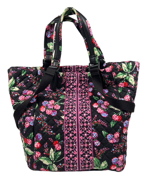 Vera Bradley Women's Black/Pink Winter Berry Change It Up Tote Bag Purse image 2