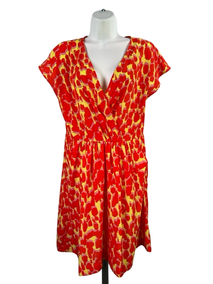 Gap Women's Orange/Yellow Cap Sleeve A-Line Dress - 10