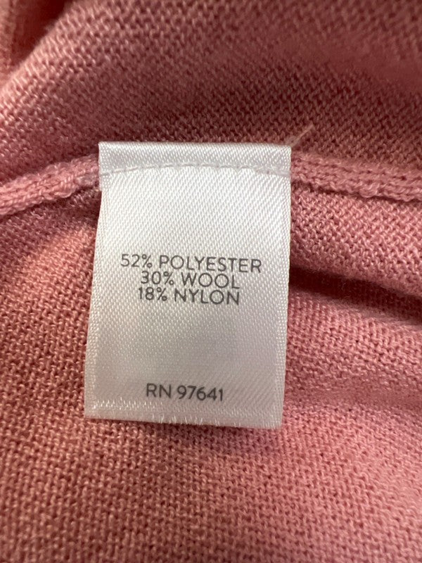 J Jill Women's Pink V Neck Polo Semi Open Front Long Sleeve Cardigan Sweater - L image 4