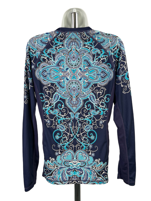 Athleta Women's Blue Paisley Rashguard Long Sleeve Athletic Swim Shirt - S image 2
