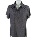 Under Armour Women's Gray Heathered Short Sleeve Fitted Active Polo - M