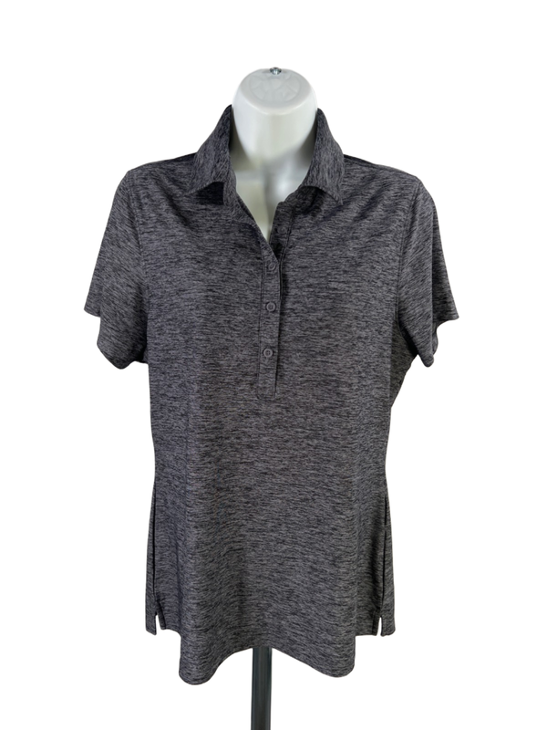 Under Armour Women's Gray Heathered Short Sleeve Fitted Active Polo - M