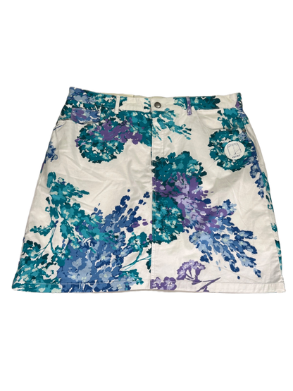Croft and Barrow Women's White/Blue Floral Stretch Skort - 14
