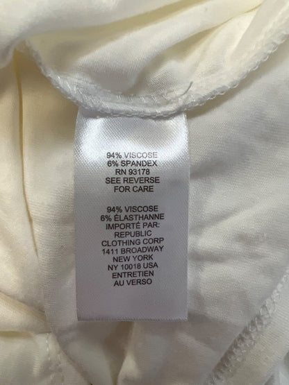 T Tahari Women's White Short Flutter Sleeve T-Shirt - L image 4