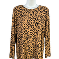 Chico's Women's Tan/Black Leopard Print Long Sleeve Shirt - 2/US L