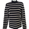 American Eagle Outfitters Women's Black/White Striped Long Sleeve Sweater - XL