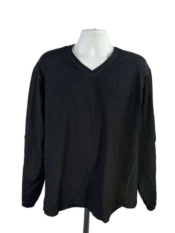 Nike Men's Black Tour Performance V Neck Long Sleeve Athletic Golf Shirt - XXL