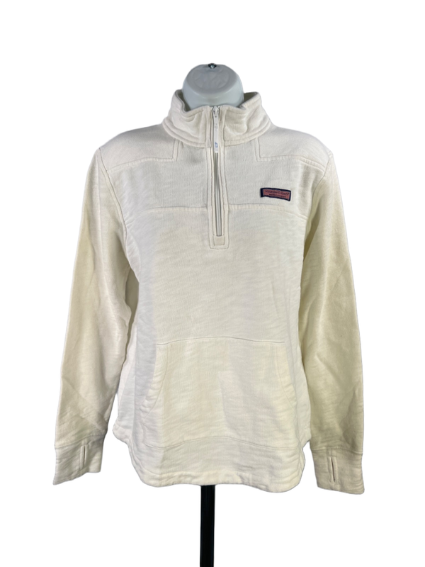 Vineyard Vines Women's White/Ivory 1/4 Zip Shep Pullover Sweatshirt - S