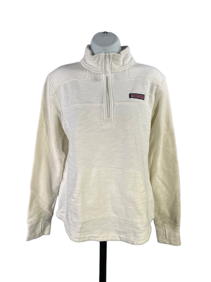 Vineyard Vines Women's White/Ivory 1/4 Zip Shep Pullover Sweatshirt - S