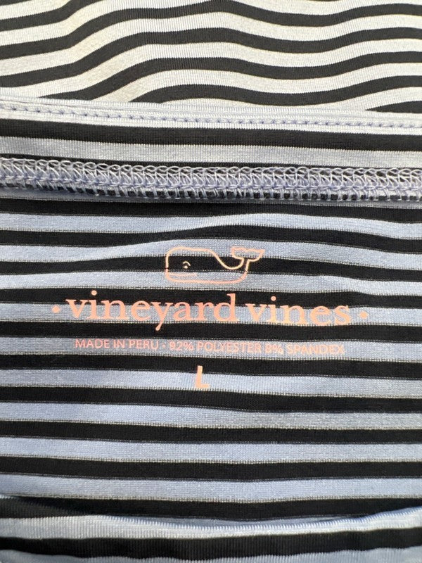 Vineyard Vines Women's Blue Striped 3/4 Sleeve Shirt - L image 3