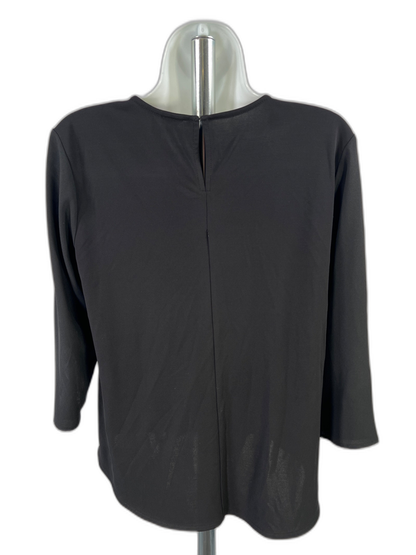 Ann Taylor Women's Black 3/4 Sleeve Pleated Front Blouse - S image 2