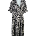Calvin Klein Women's Black/White Snakeskin Marjo Wrap Maxi Dress - 14