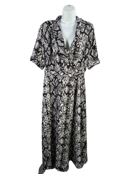 Calvin Klein Women's Black/White Snakeskin Marjo Wrap Maxi Dress - 14