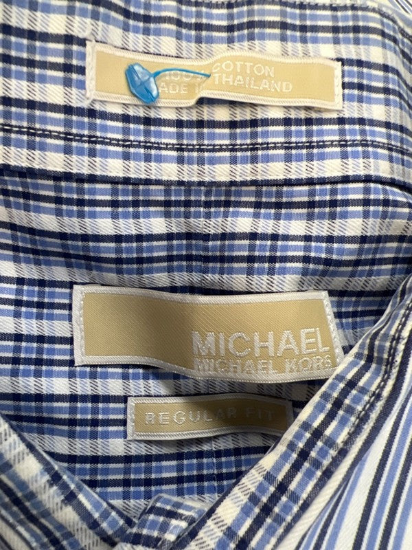 Michael Kors Men's Blue/White Striped Cotton Long Sleeve Button Up Shirt - XL image 3