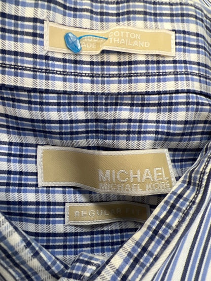 Michael Kors Men's Blue/White Striped Cotton Long Sleeve Button Up Shirt - XL image 3