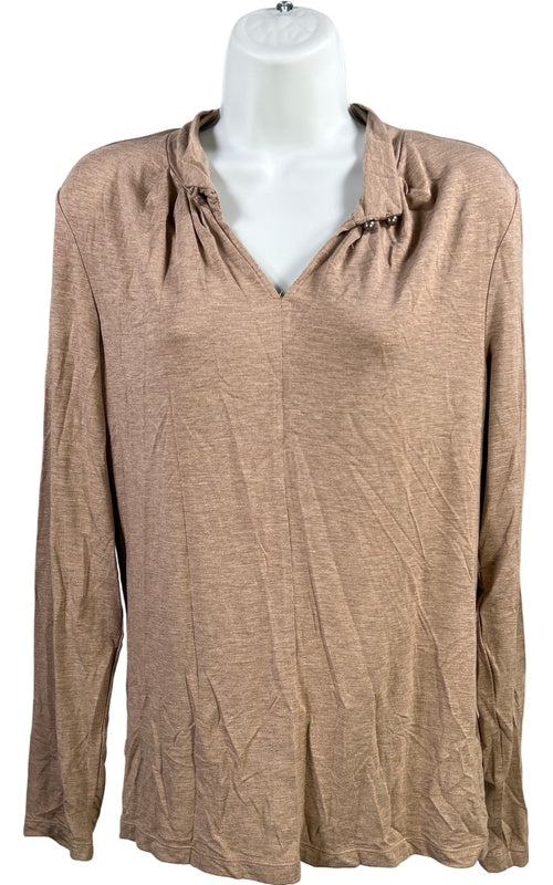 Orvis Women’s Light Brown Long Sleeve V-Neck T-Shirt - M image 2