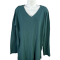 J Jill Women's Green V Neck Tunic Long Sleeve Shirt - L Tall