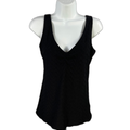 White House Black Market Women's Black Textured Front Sleeveless Tank Top - S
