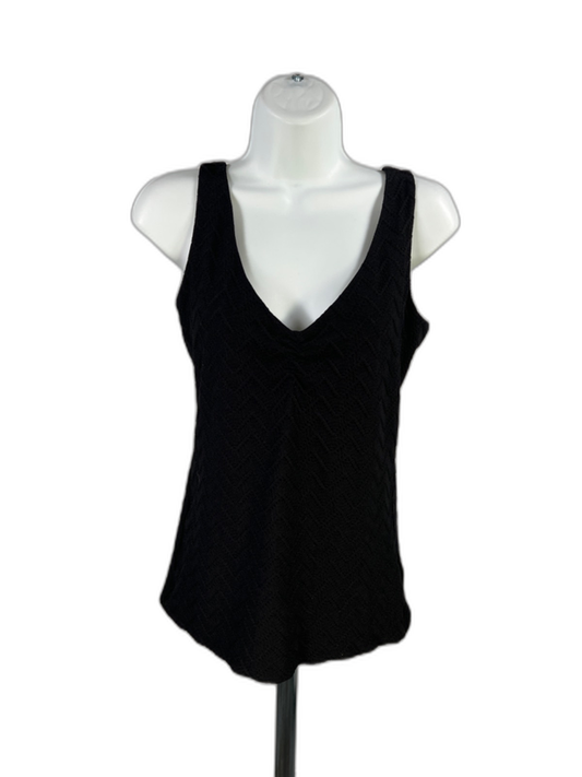 White House Black Market Women's Black Textured Front Sleeveless Tank Top - S