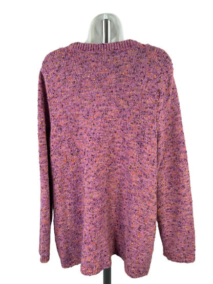 J Jill Women's Purple/Orange Knit Crewneck Pullover Sweater - XL image 2