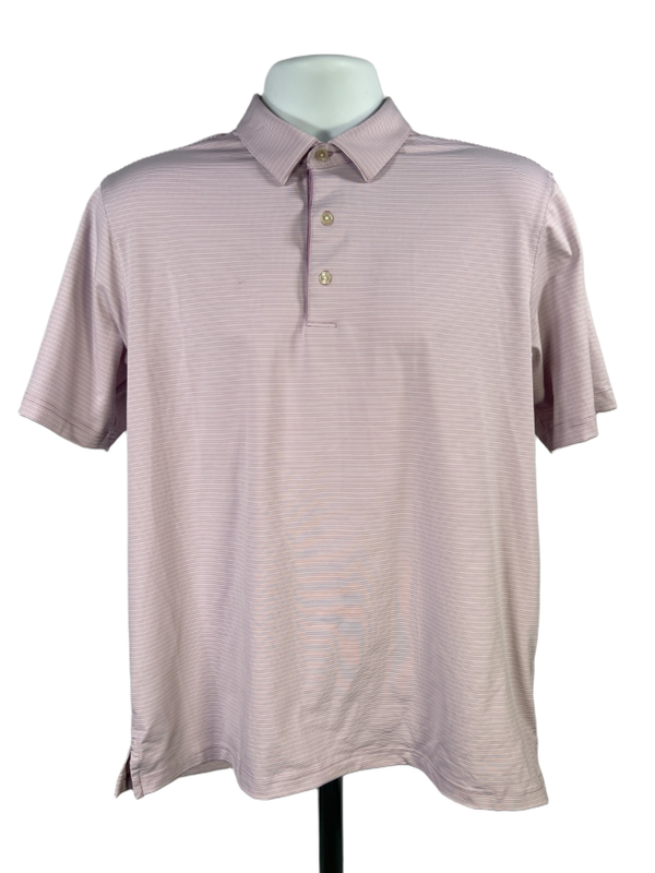 Greg Norman Men's Purple Striped Short Sleeve ML75 Golf Polo Shirt - M