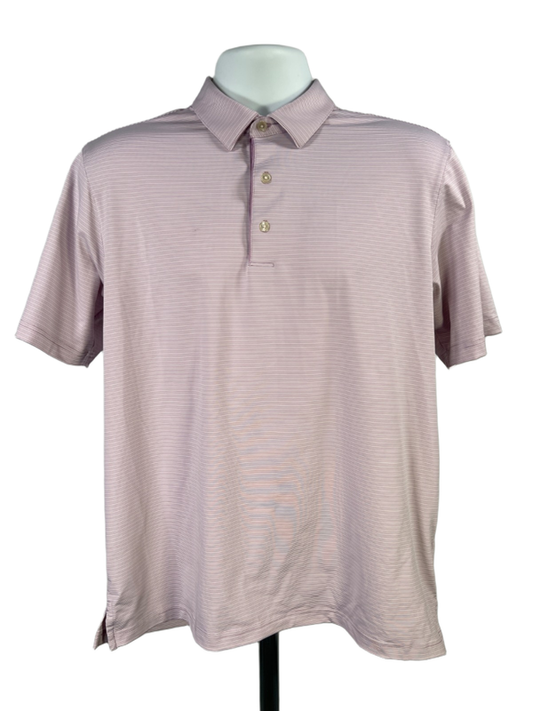Greg Norman Men's Purple Striped Short Sleeve ML75 Golf Polo Shirt - M