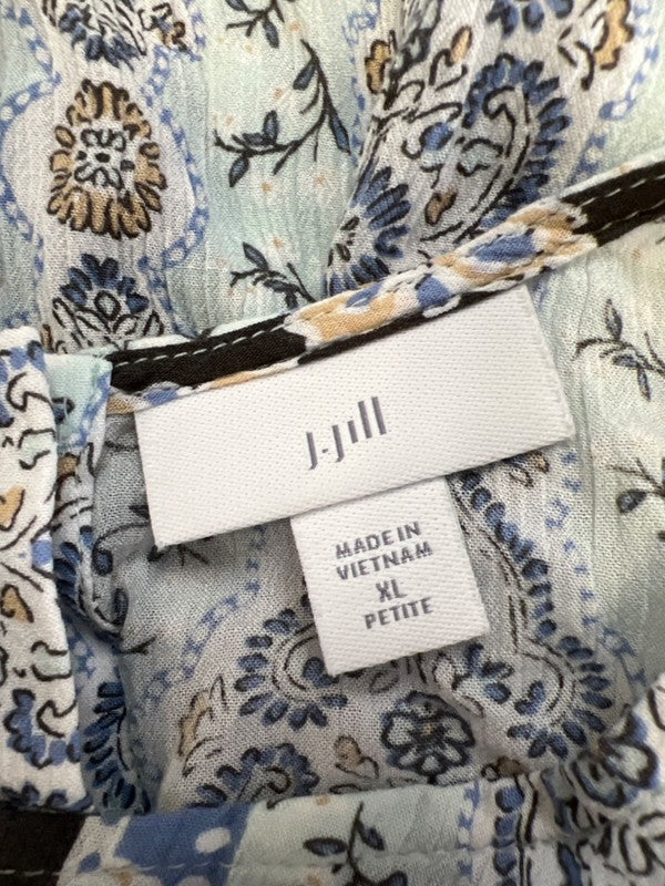 J.Jill Women's Light Blue Paisley Lightweight 3/4 Sleeve Blouse - XL Petite image 3