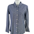 Lucky Brand Women's Blue Live In Love Long Sleeve Button Up Shirt - S