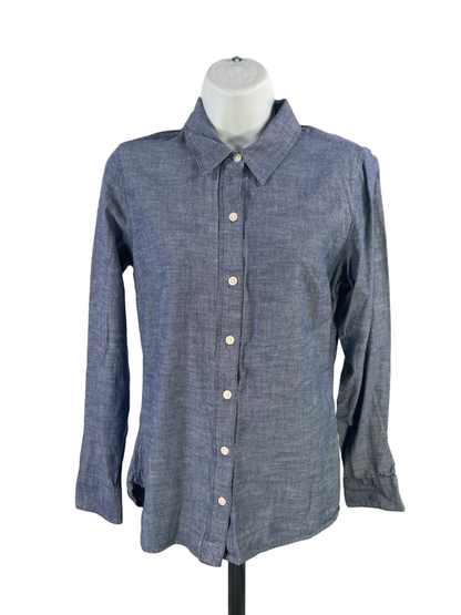 Lucky Brand Women's Blue Live In Love Long Sleeve Button Up Shirt - S