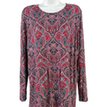 J. Jill Women's Red Paisley Long Sleeve Wearever Tunic Top - L
