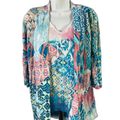 Chico's Women's Blue Tank Top with 3/4 Sleeve Cardigan Set - 0/US S