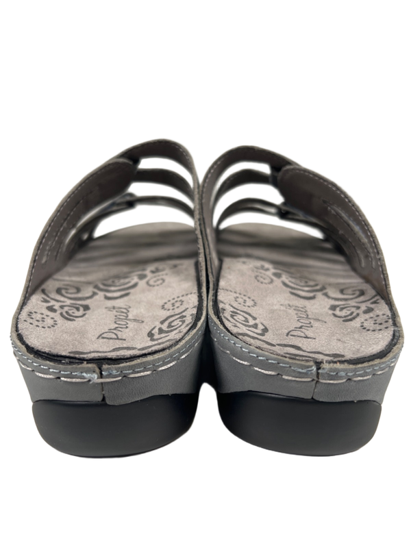 Propet Women's Gray Leather Kylie Adjustable Hook-And-Loop Strappy Sandals - 10 image 4