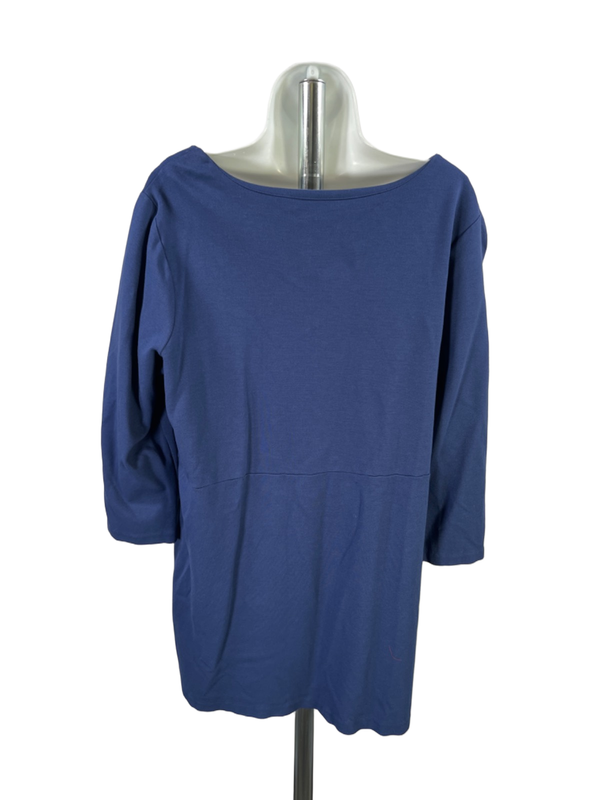 J.Jill Women's Blue 3/4 Sleeve Ponte Tunic Shirt - L image 2