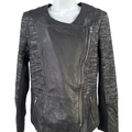 Lucky Brand Women's Black Faux Leather Accent Moto Jacket - S