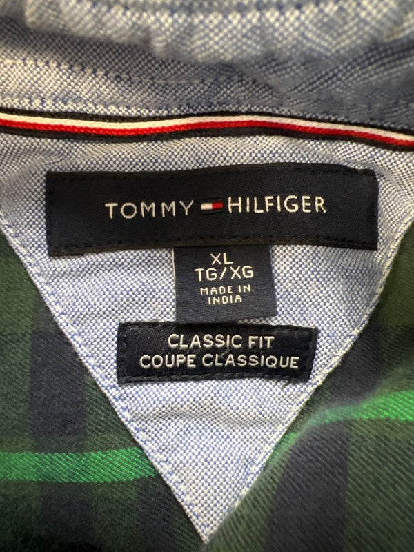Tommy Hilfiger Men's Green Plaid Classic Fit Long Sleeve Button Up Shirt - XL image 3