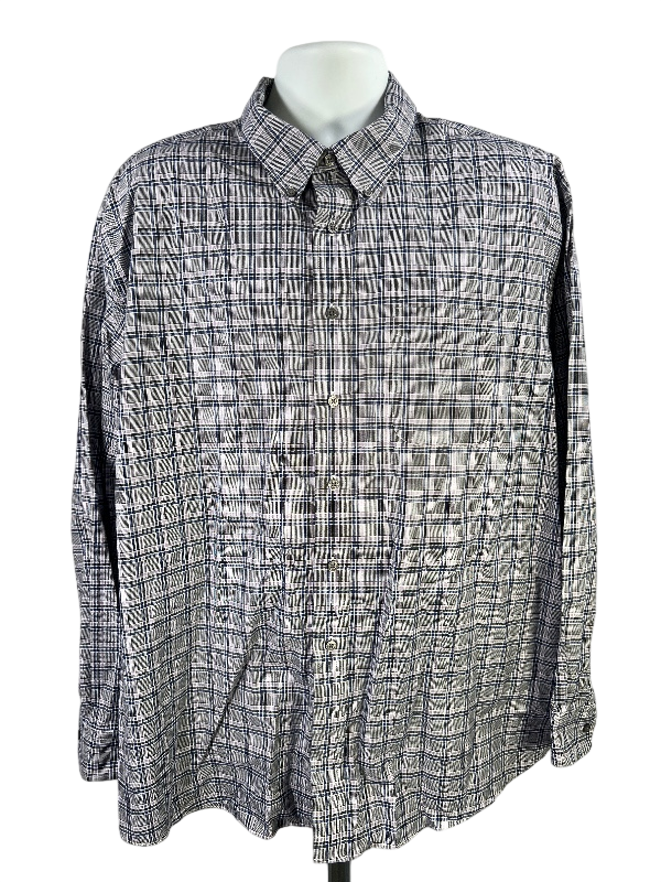 Jos A Bank Men's Black/Purple Plaid Traveler Button Up Shirt - XXL