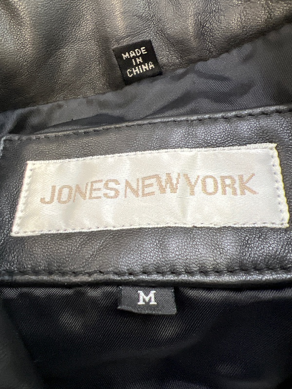 Jones New York Women's Black Leather Full Zip Jacket - M image 3